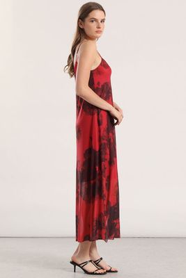 Imagen 2 del producto Vestido midi malla estampado mujer Liola rojo