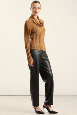 Imagen 2 del producto Jersey punto escote drapeado, cafe Liola