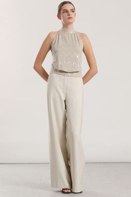 Imagen 2 del producto Top halter estampado folia mujer liola beige