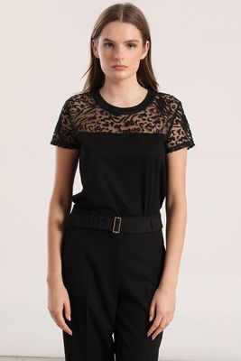 Polera animal print mujer Liola negro