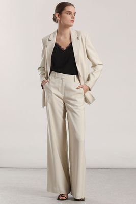 Pantalon ancho, tiro alto mujer Liola beige