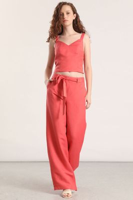 Imagen 2 del producto Top crop lino liola mujer coral
