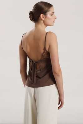 Top lencero lazo mujer Liola chocolate