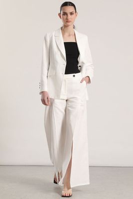 Imagen 2 del producto Pantalón ancho lino abertura liola mujer crudo