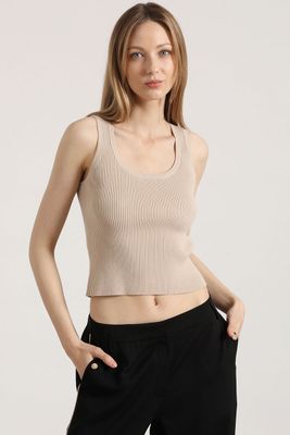 Polera tejida punto liola mujer beige