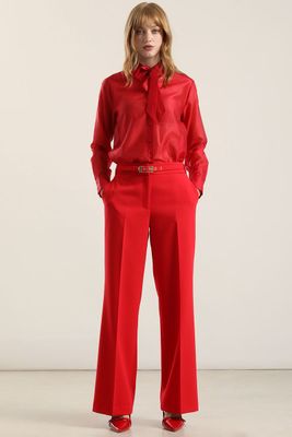 Imagen 2 del producto Blusa Semitrasparente Con Lazo, Rojo Liola