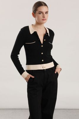 Imagen 1 del producto Chaqueta punto contratono mujer Liola negro