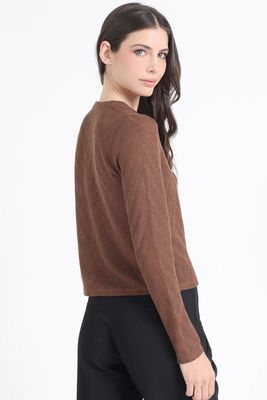 Imagen 2 del producto Polera Fantasia Con Hilo Metalizado, Cafe Liola