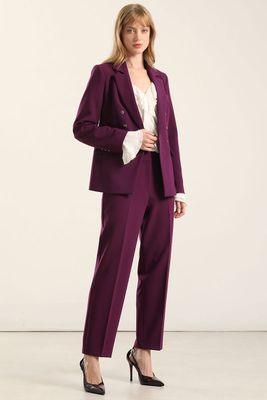 Imagen 1 del producto Pantalón sastre, tiro alto, ciruela Liola