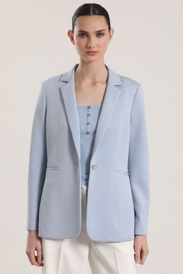 Imagen 1 del producto Blazer clásico scuba Liola mujer celeste