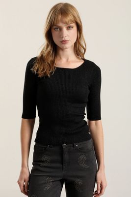 Imagen 1 del producto Top basico hilo metalizado, negro Liola