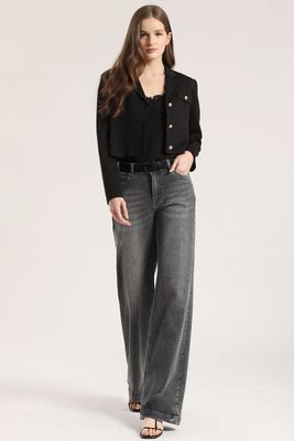 Jeans straight con cinturón liola mujer gris