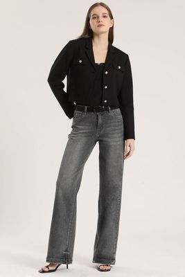 Imagen 2 del producto Jeans straight con cinturón liola mujer gris