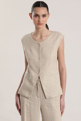 Chaleco sastre lino liola mujer beige