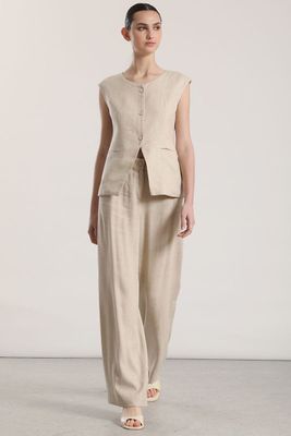 Imagen 2 del producto Chaleco sastre lino liola mujer beige