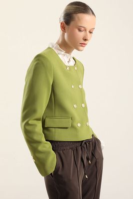 Imagen 2 del producto Chaqueta cropped, cruzada, pistacho Liola