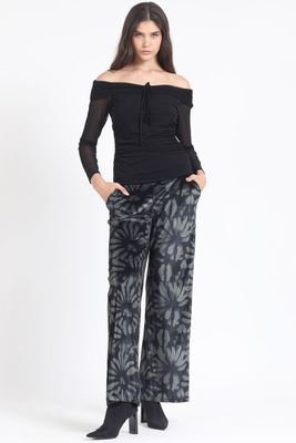 Imagen 2 del producto Pantalon Ancho, Tiro Alto, Estampado, Verde Liola