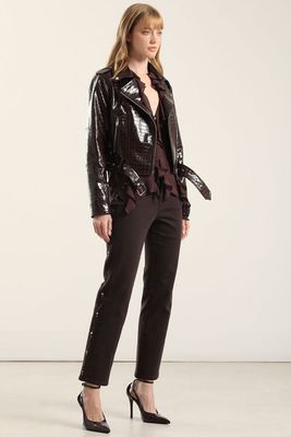 Imagen 2 del producto Chaqueta Biker, Charol Crocco, Burdeo Liola