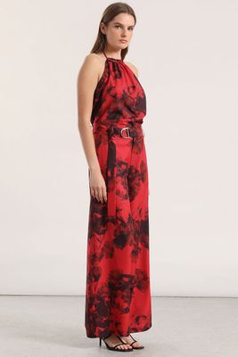 Imagen 2 del producto Pantalon ancho estampado mujer liola rojo