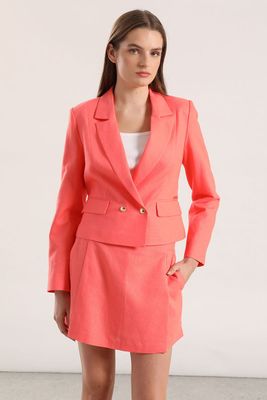 Blazer cropped lino Liola mujer coral