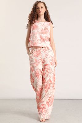 Imagen 1 del producto Pantalón ancho lino estampado liola mujer naranjo