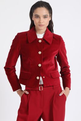 Chaqueta Crop Terciopelo, Rojo Liola