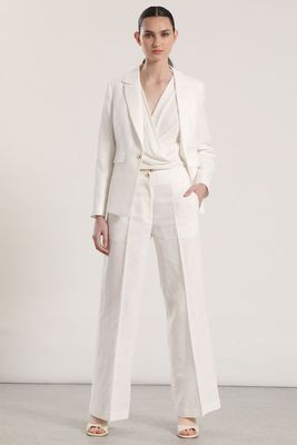 Pantalón ancho lino liola mujer crudo