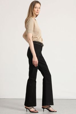 Imagen 2 del producto Jeans flare con cinturón liola mujer negro