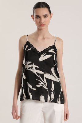 Top lencero estampado liola mujer negro