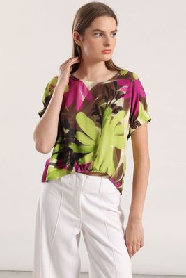 Blusa estampada con rocogido liola mujer verde