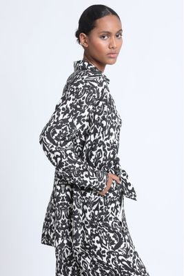 Camisa Larga Estampada Negro Liola