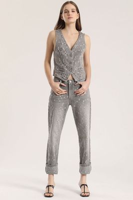 Imagen 1 del producto Jeans slim cropped desgastado Liola mujer gris