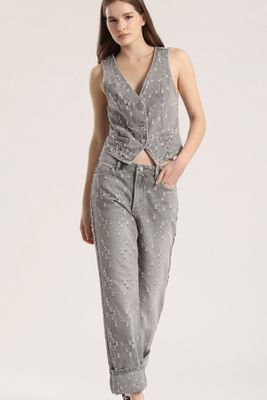 Imagen 2 del producto Jeans slim cropped desgastado Liola mujer gris