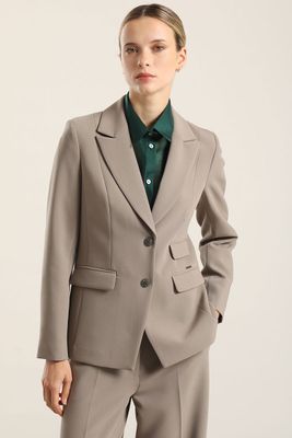 Imagen 2 del producto Blazer entallado, tapeta fantasia, Topo. Liola