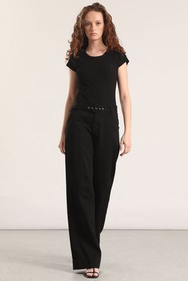 Jeans straight con cinturón liola mujer negro