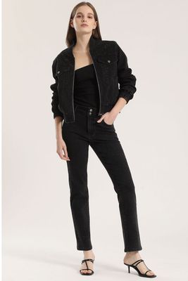 Jeans slim strass Liola mujer negro