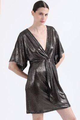 Vestido Corto Lurex Fantasia, Negro Liola