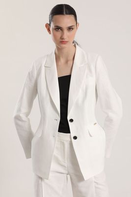 Blazer clásico entallado lino Liola mujer crudo
