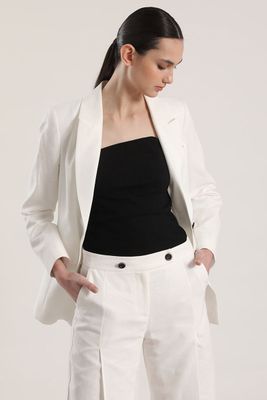 Imagen 2 del producto Blazer clásico entallado lino Liola mujer crudo