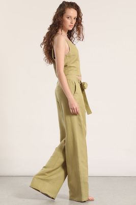 Imagen 2 del producto Pantalón ancho lino liola mujer verde