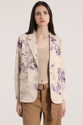 Blazer gamuza estampado liola mujer beige