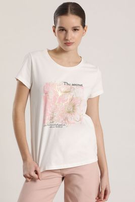 Polera estampado flores liola mujer crudo