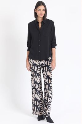 Imagen 2 del producto Pantalon Ancho, Tiro Alto, Estampado, Beige Liola