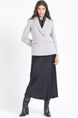 Imagen 2 del producto Blazer Entallado Cruzado, Gris Liola