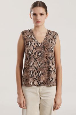 Top estampado animal mujer Liola café