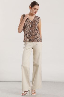 Imagen 2 del producto Top estampado animal mujer Liola café