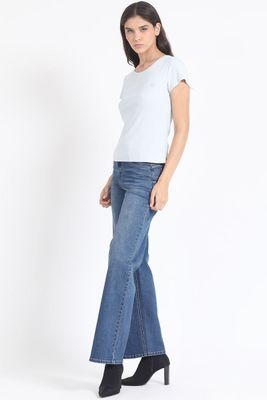 Imagen 2 del producto Polera Basica Algodón Ribb, Celeste Liola