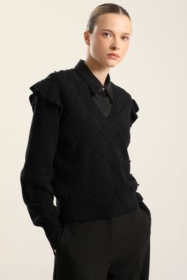 Imagen 1 del producto Jersey punto perlas, negro Liola