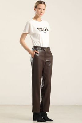 Imagen 2 del producto Pantalón sastre tiro alto, cinturon, chcocolate Liola