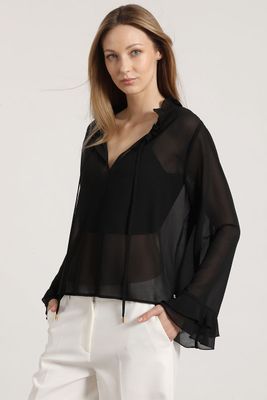 Blusa con volantes liola mujer negro